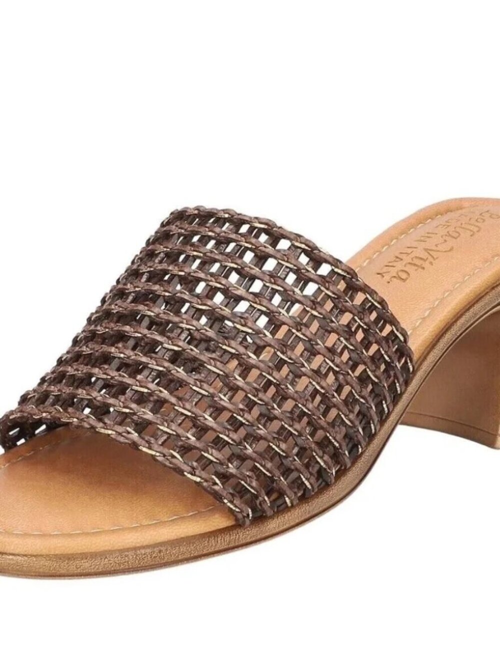 Bella Vita Womens Eni-Italy Block Heel Sandal Black Woven Top Size 8